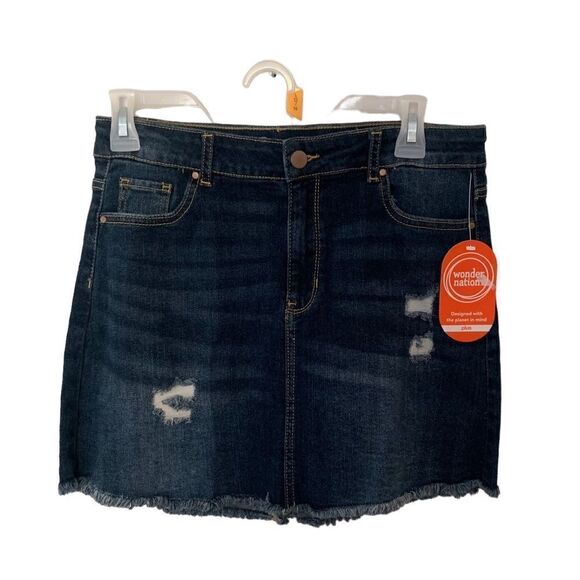 NWT Wonder Nation Distressed Denim Skirt Girl’s plus size 10-12 - Picture 1 of 4